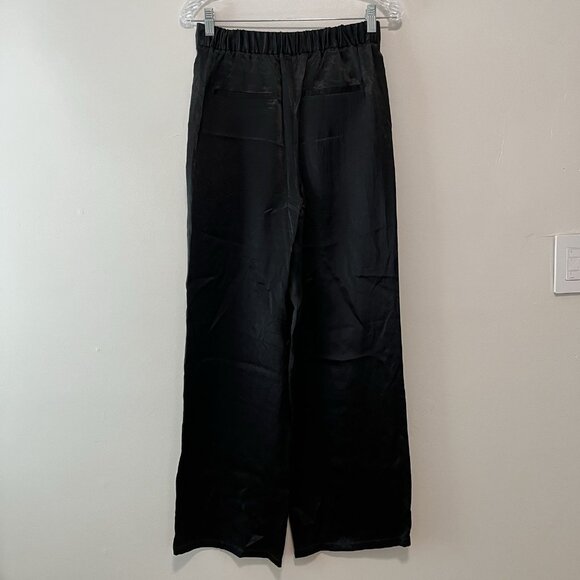 Babaton Aritzia Black Satin Tuxedo Stripe Wide Leg Pants Size 4 - Picture 6 of 10